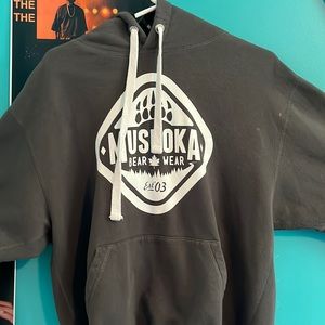 dark grey muskoka hoodie. no rips or stains